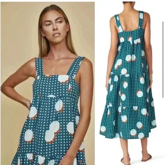 Hunter Bell Teal Polka Dot Midi Dress - Picture 9 of 15